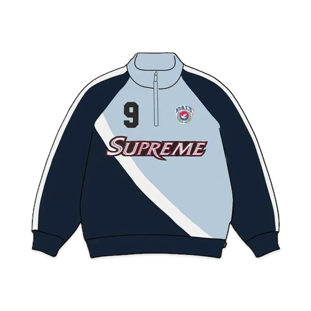 Supreme Equipe Half Zip Sweatshirt "Light Blue"