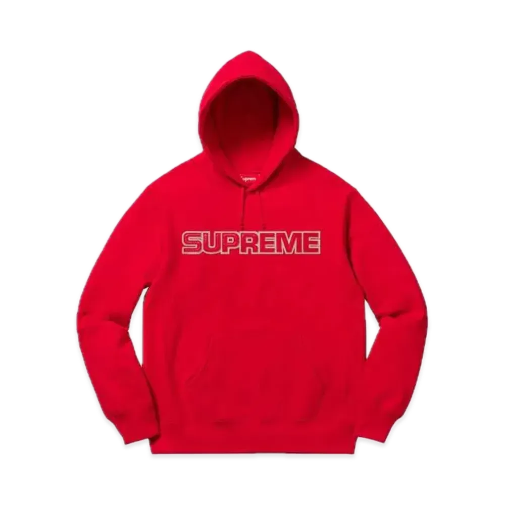 Supreme Perforated Leather Hooded Sweatshirt "Red"