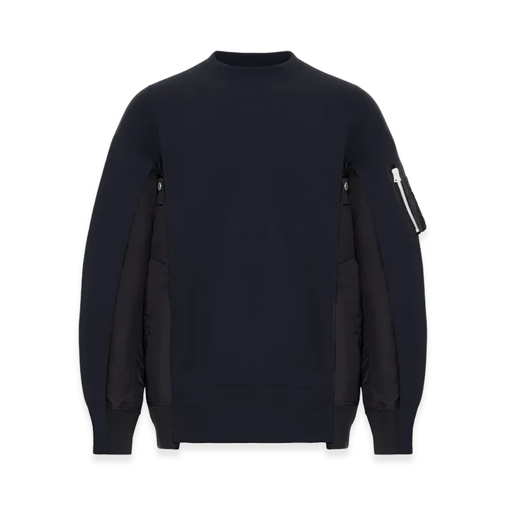sacai Cotton Blend Sweatshirt with Nylon Details Applied "Black"