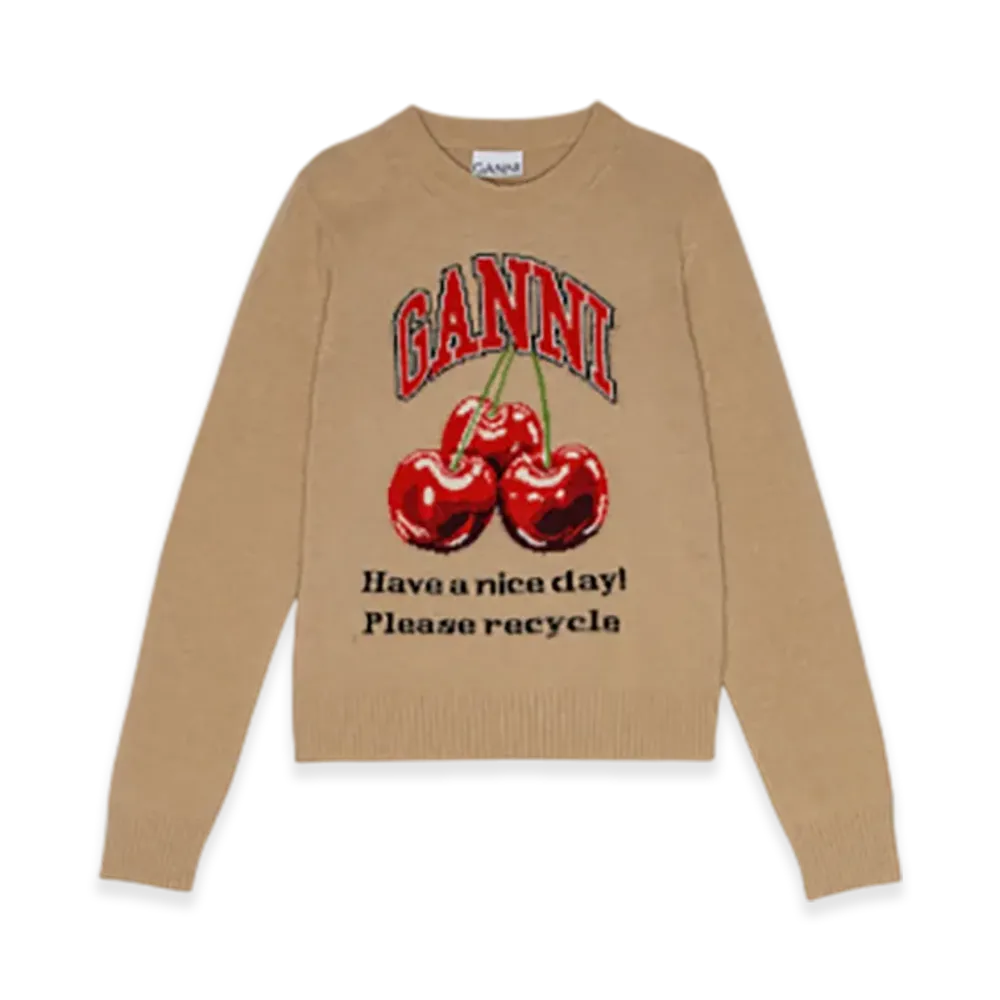 GANNI Camel Graphic Cherry Jumper "Safari"