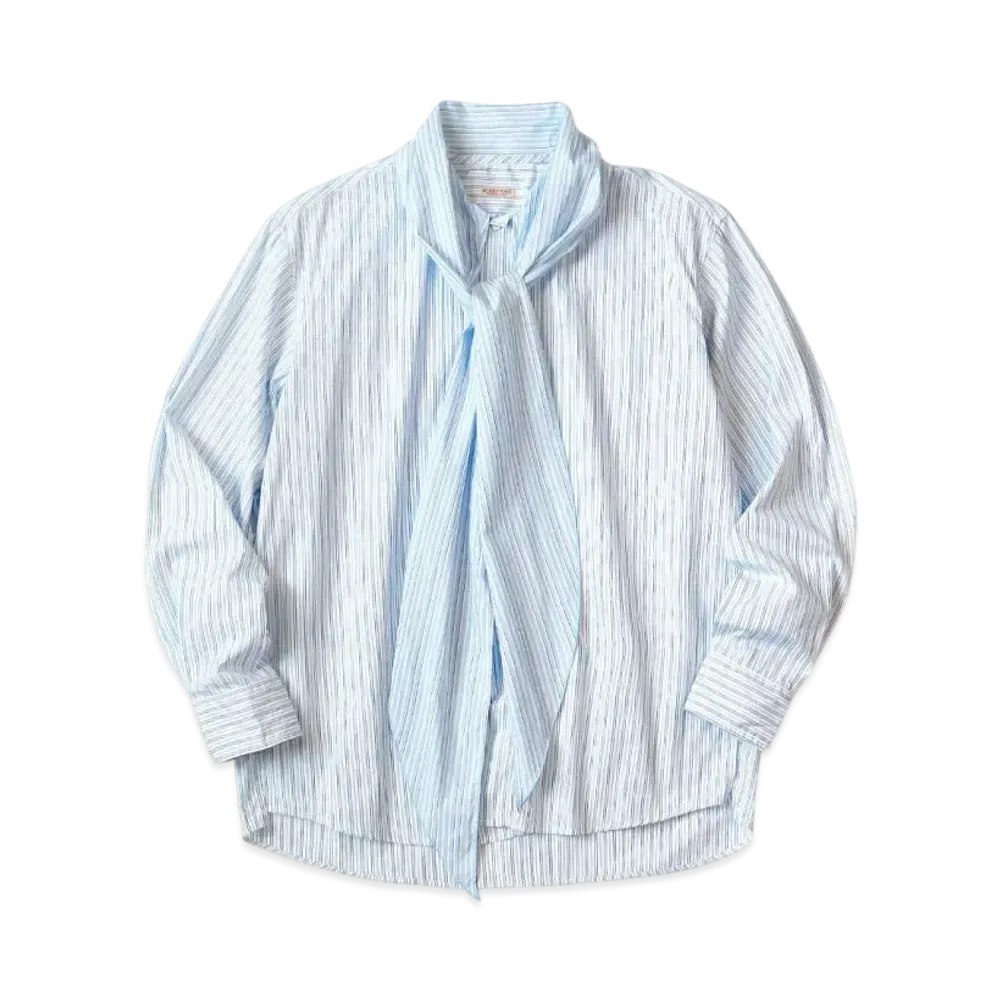 KAPITAL Cotton Stripes Bow Tie Pubs Shirt "Blue"