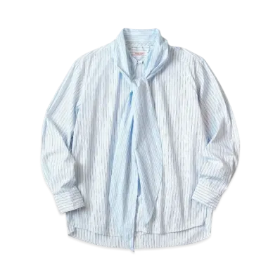 KAPITAL Cotton Stripes Bow Tie Pubs Shirt "Blue"