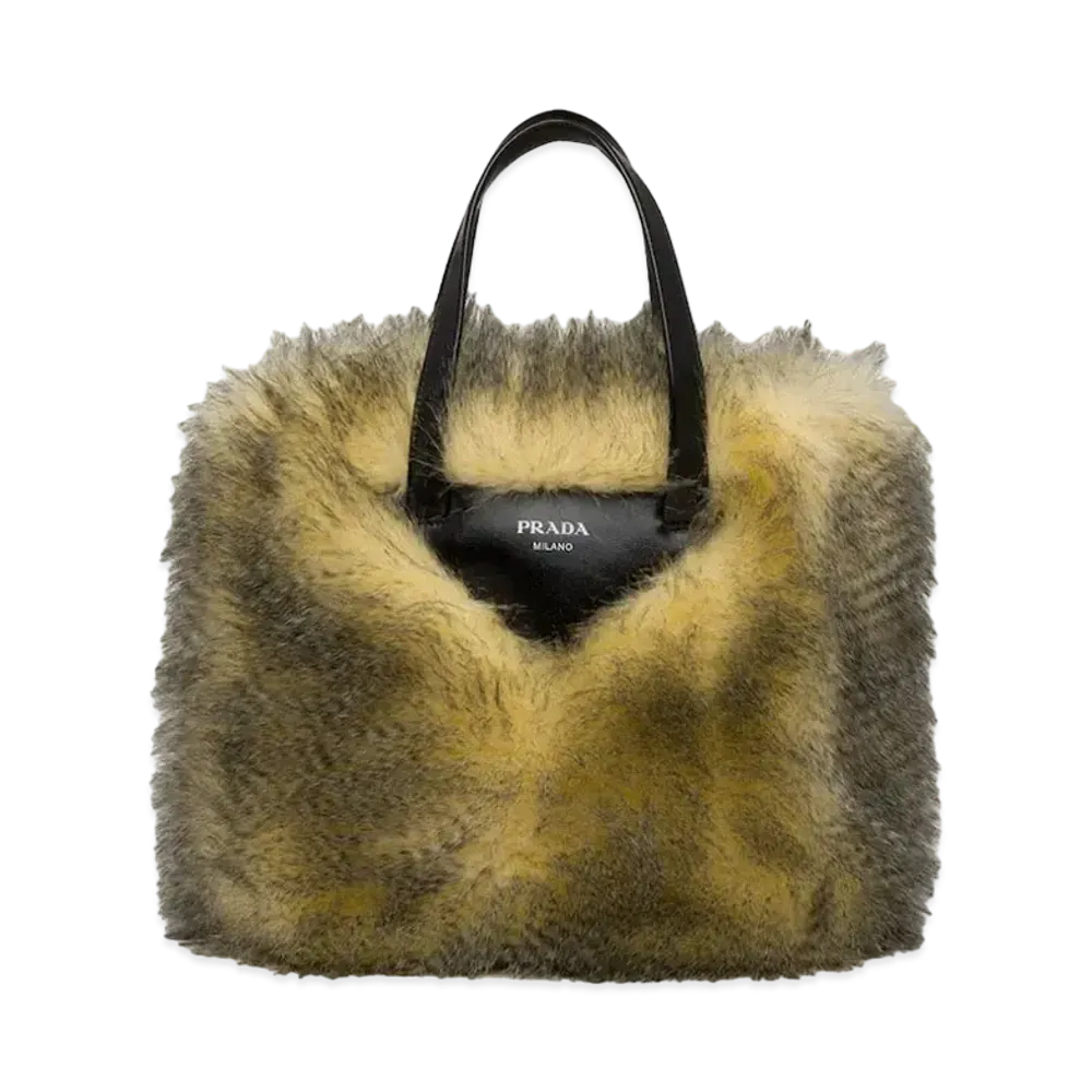 PRADA Faux Fur Fabric Tote Bag "Natural"
