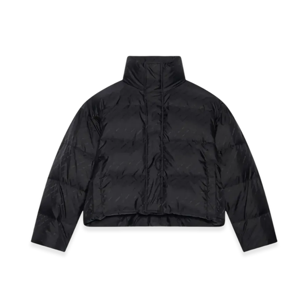 BALENCIAGA Women's Allover Logo BB Puffer Jacket "Black"