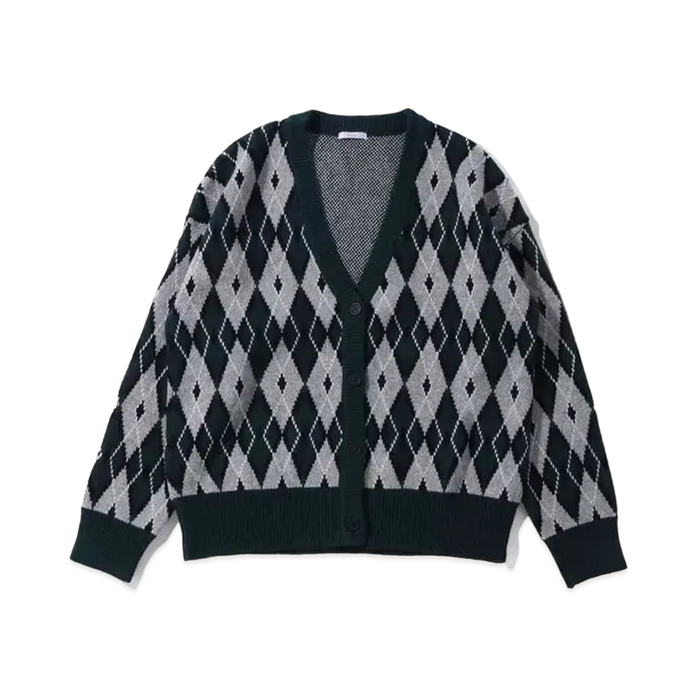 atmos pink Argyle Knit Cardigan Tx "White"