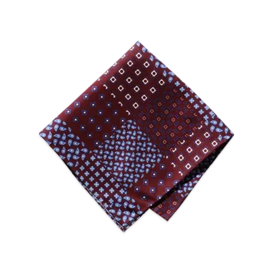 BEAMS Pocket Chief Paisley Geometric Print "Burgundy"