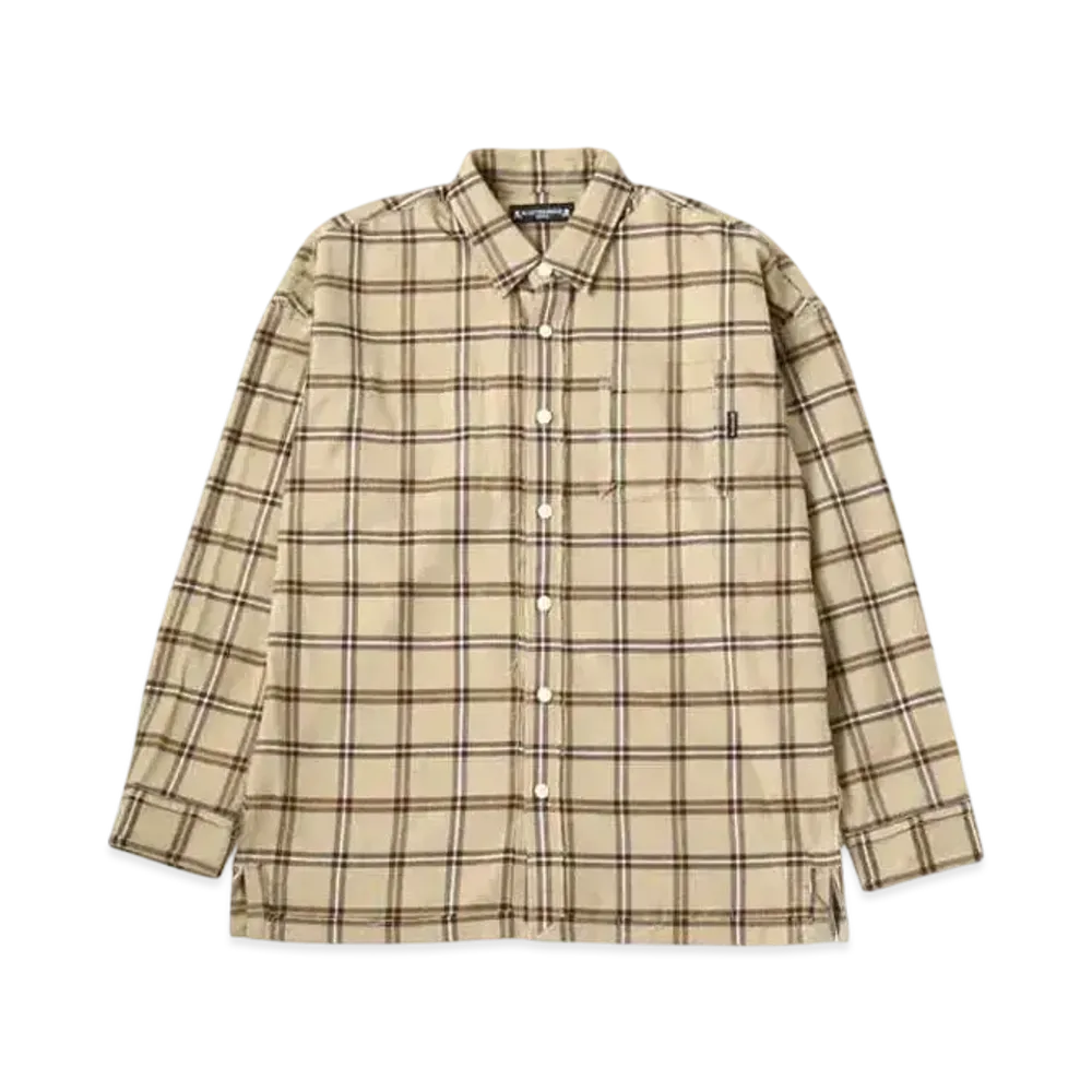 mastermind WORLD Reversible Flannel Shirt "Sand"