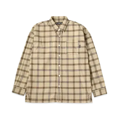 mastermind WORLD Reversible Flannel Shirt "Sand"