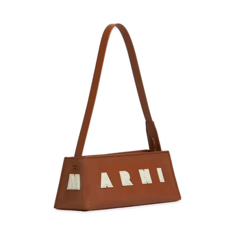 MARNI Museo Baguette Bag in Leather "Moka/Ivory"