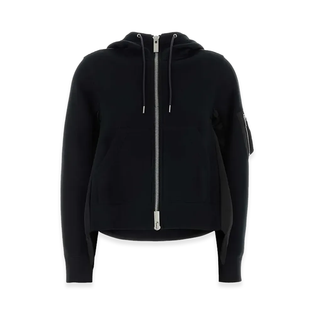 sacai Women's Cotton Blend And Nylon Hoodie "Black"