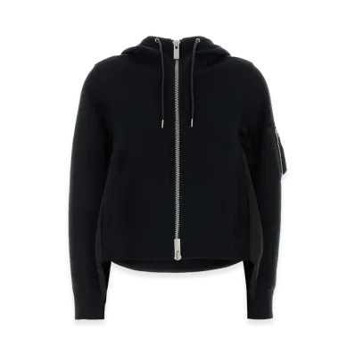 sacai Women's Cotton Blend And Nylon Hoodie "Black"