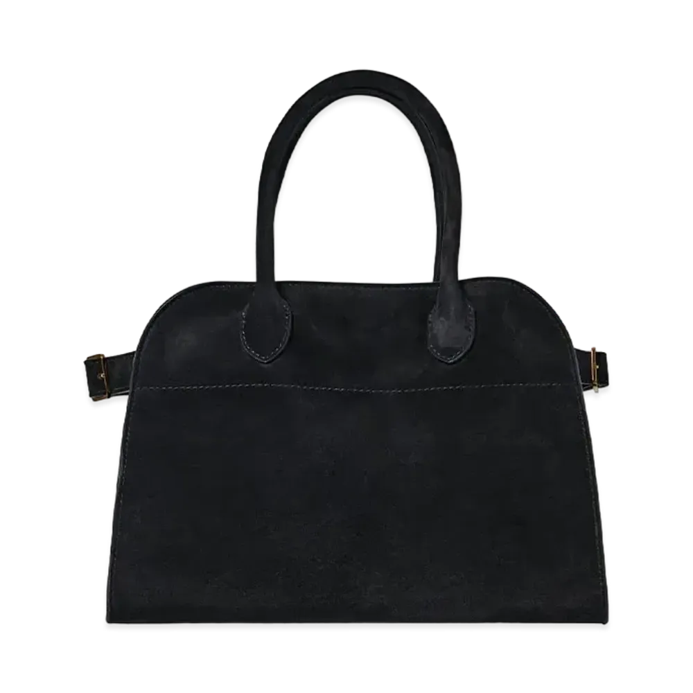 The Row Soft Margaux 10 Bag in Suede "Black"