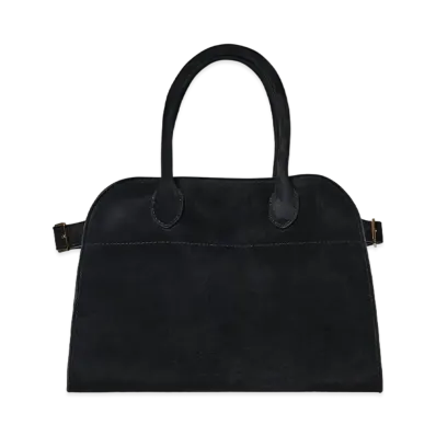 The Row Soft Margaux 10 Bag in Suede "Black"