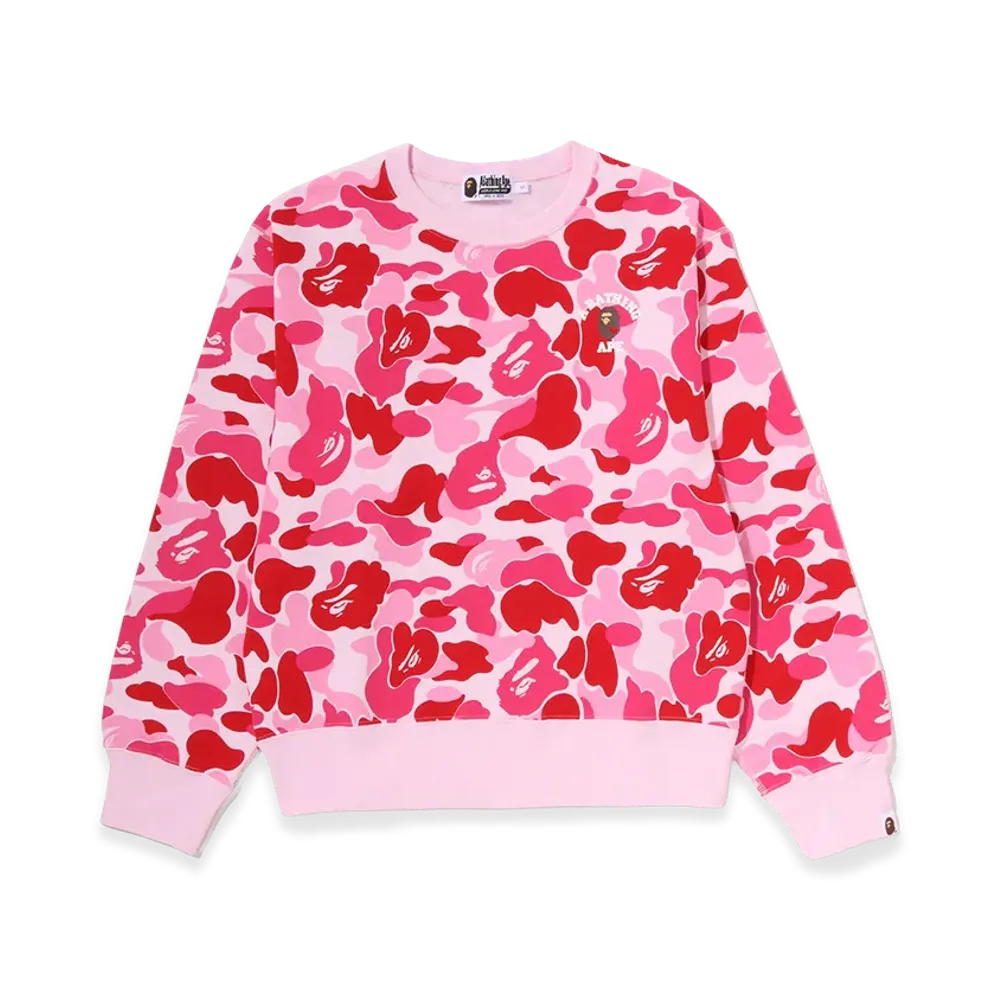 A BATHING APE Women's ABC Camo College Crewneck Sweatshirt "Pink"