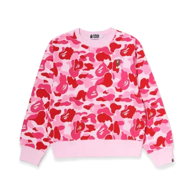A BATHING APE Women's ABC Camo College Crewneck Sweatshirt "Pink"