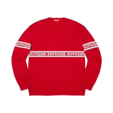 Supreme Logo Stripe Knit Top "Red"