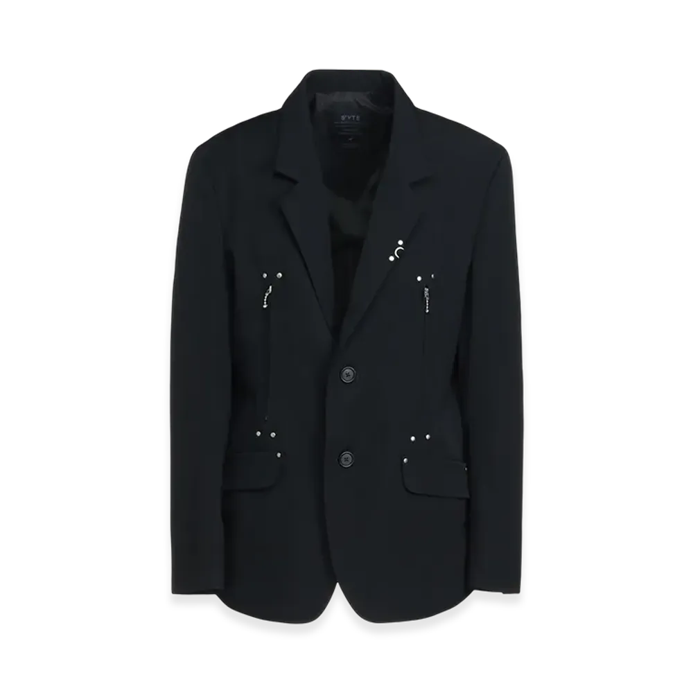S'YTE Washer Finished Wool Gabardine Studs Jacket "Black"