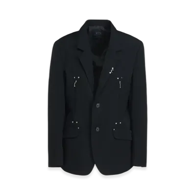 S'YTE Washer Finished Wool Gabardine Studs Jacket "Black"