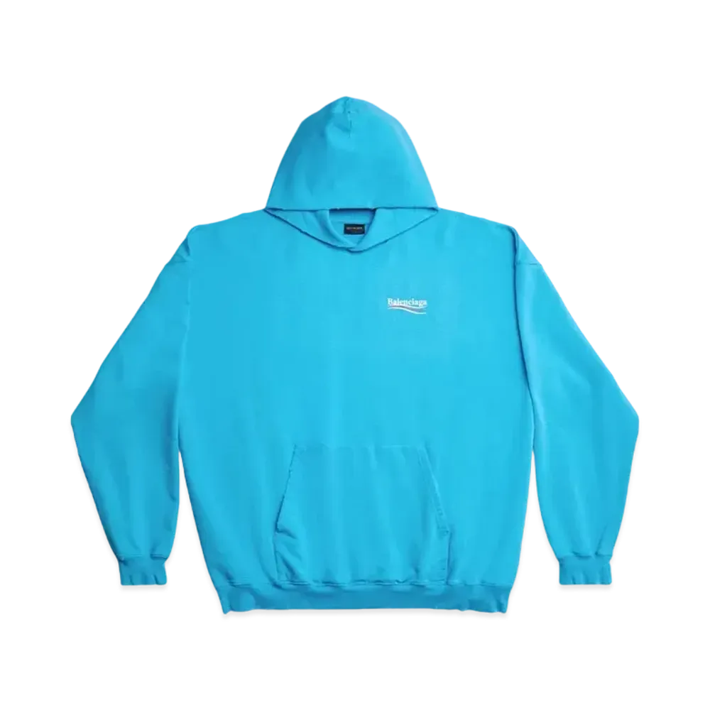 BALENCIAGA Women's Political Campaign Hoodie Large Fit "Blue Sky"