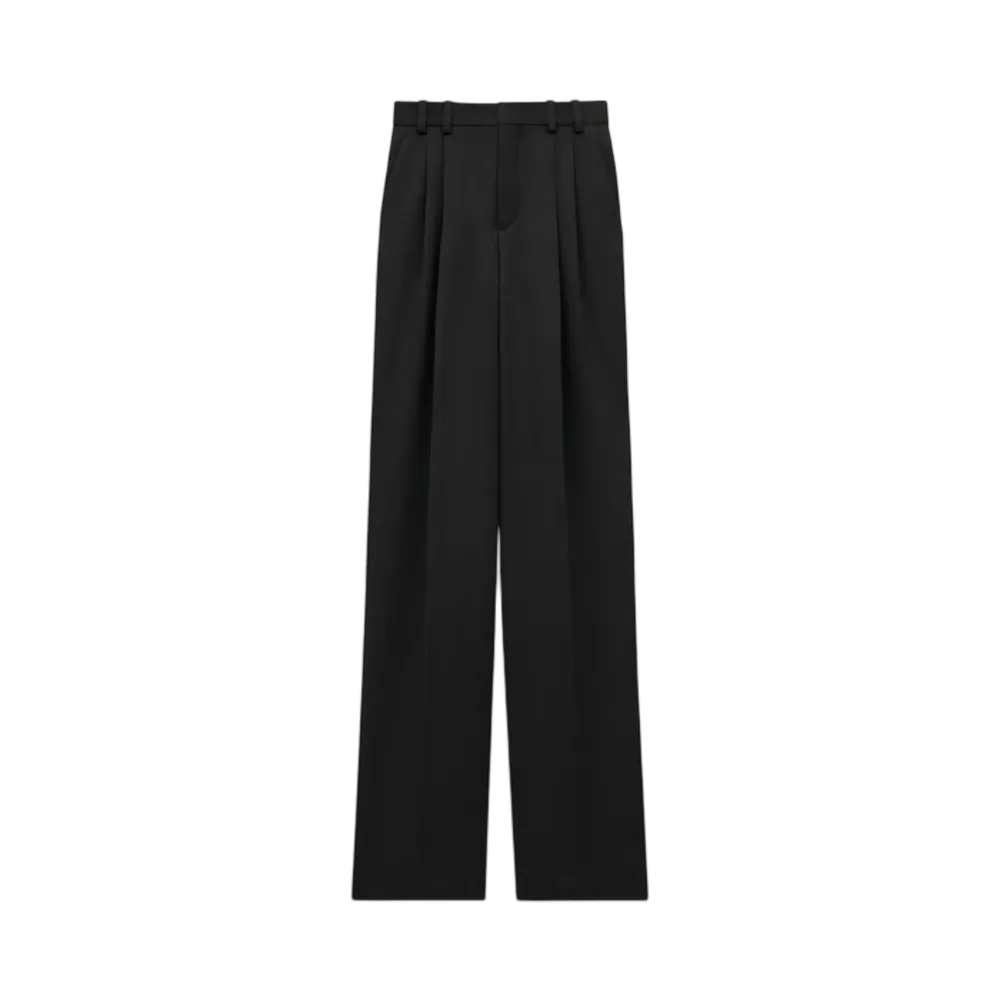 Saint Laurent Women's Pants in Silk Satin "Black"