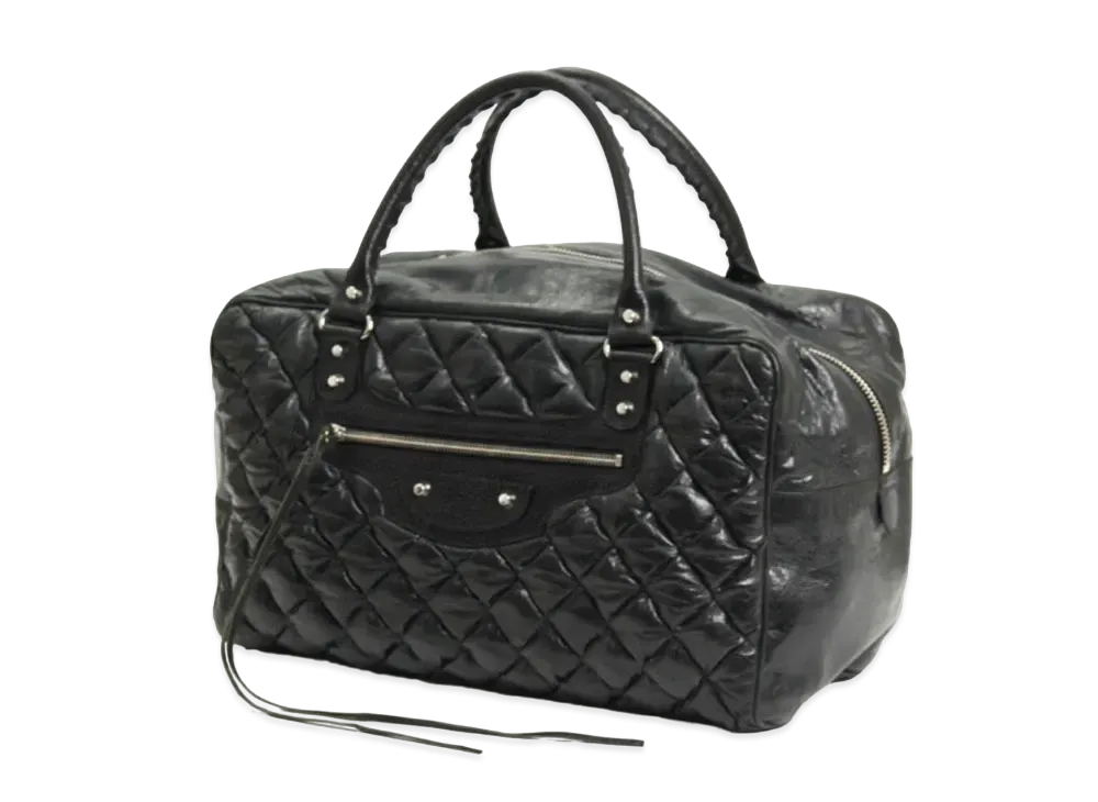 BALENCIAGA Matelasse leather Mini Boston Bag "Black"