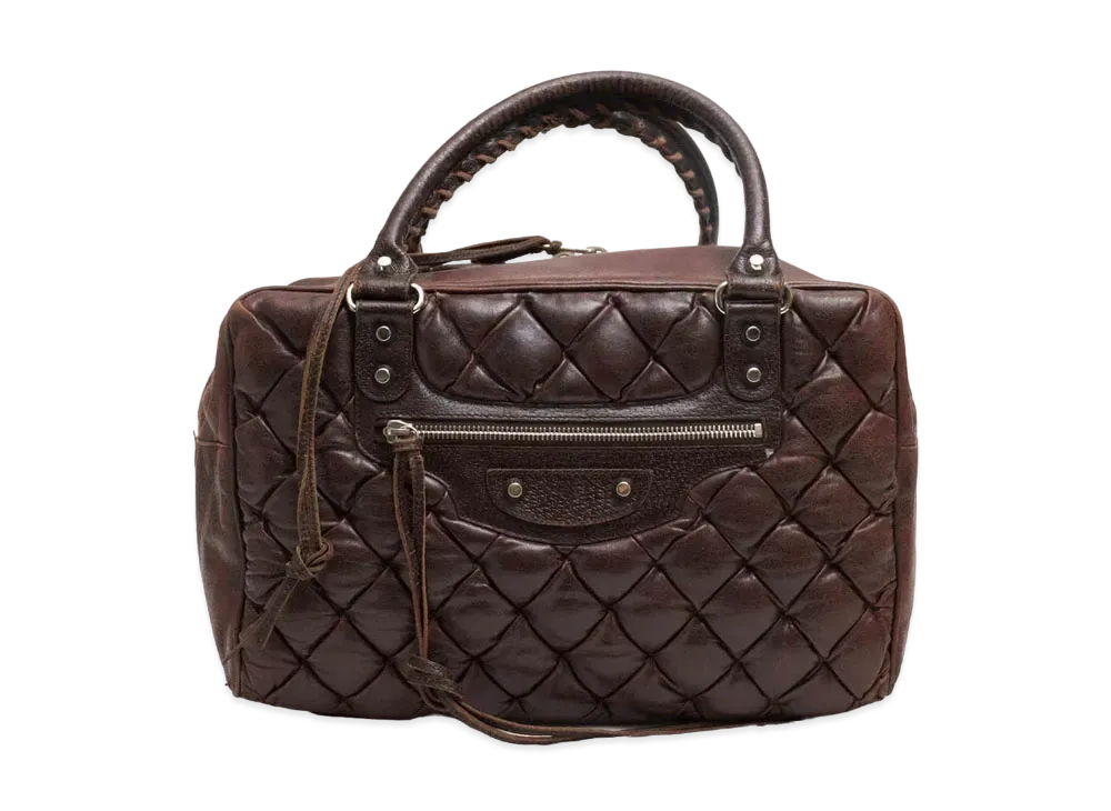 BALENCIAGA Matelasse leather Mini Boston Bag "Brown"