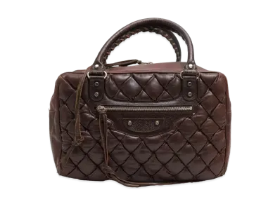 BALENCIAGA Matelasse leather Mini Boston Bag "Brown"