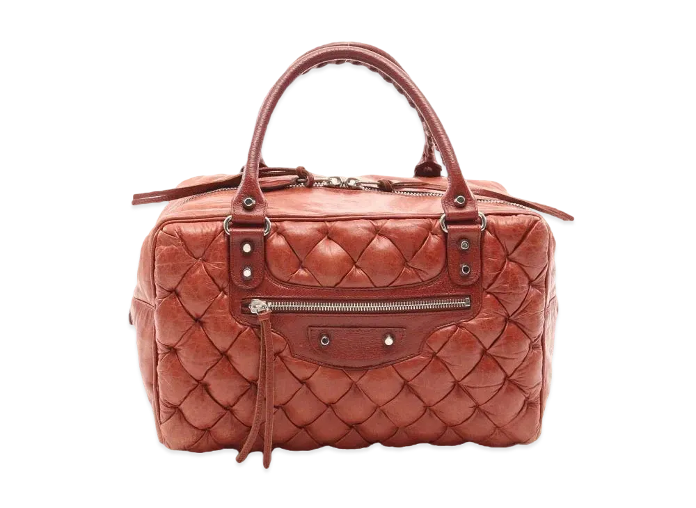 BALENCIAGA Matelasse leather Mini Boston Bag "Red"