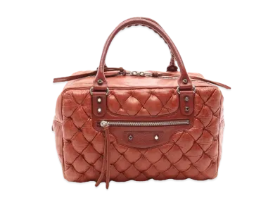 BALENCIAGA Matelasse leather Mini Boston Bag "Red"