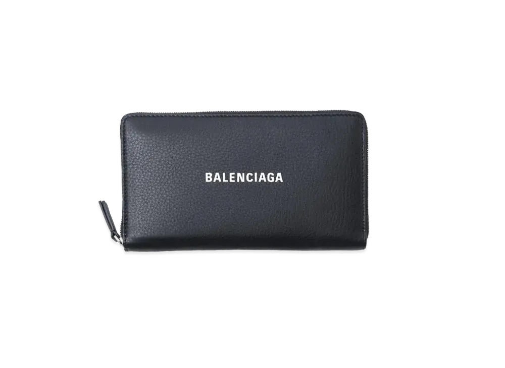 BALENCIAGA Everyday leather Zip Around Wallet "Black"