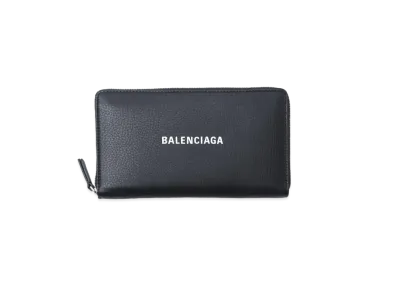 BALENCIAGA Everyday leather Zip Around Wallet "Black"