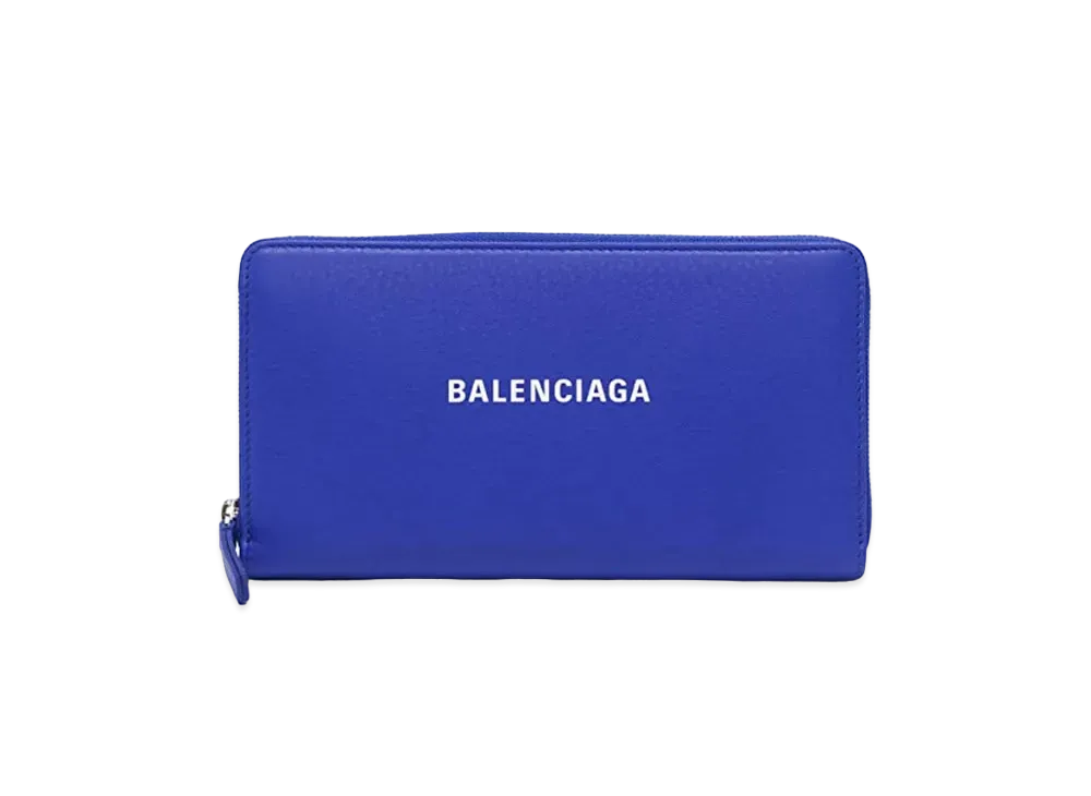 BALENCIAGA Everyday leather Zip Around Wallet "Blue"
