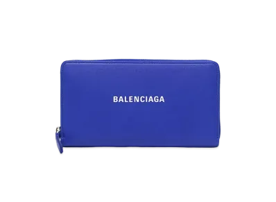 BALENCIAGA Everyday leather Zip Around Wallet "Blue"