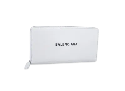 BALENCIAGA Everyday leather Zip Around Wallet "White"