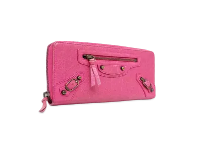 BALENCIAGA Classic Continental leather Zip Around Wallet "Pink"