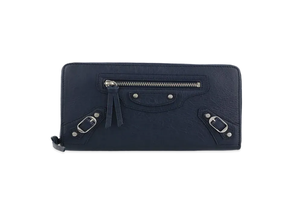BALENCIAGA Classic Continental leather Zip Around Wallet "Navy"