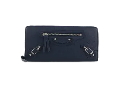 BALENCIAGA Classic Continental leather Zip Around Wallet "Navy"