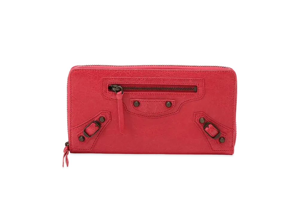 BALENCIAGA Classic Continental leather Zip Around Wallet "Red"