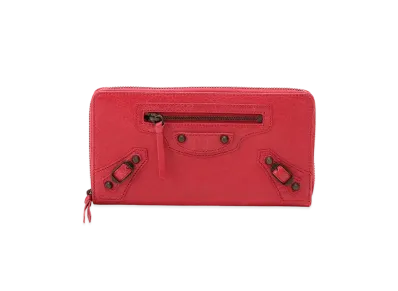 BALENCIAGA Classic Continental leather Zip Around Wallet "Red"