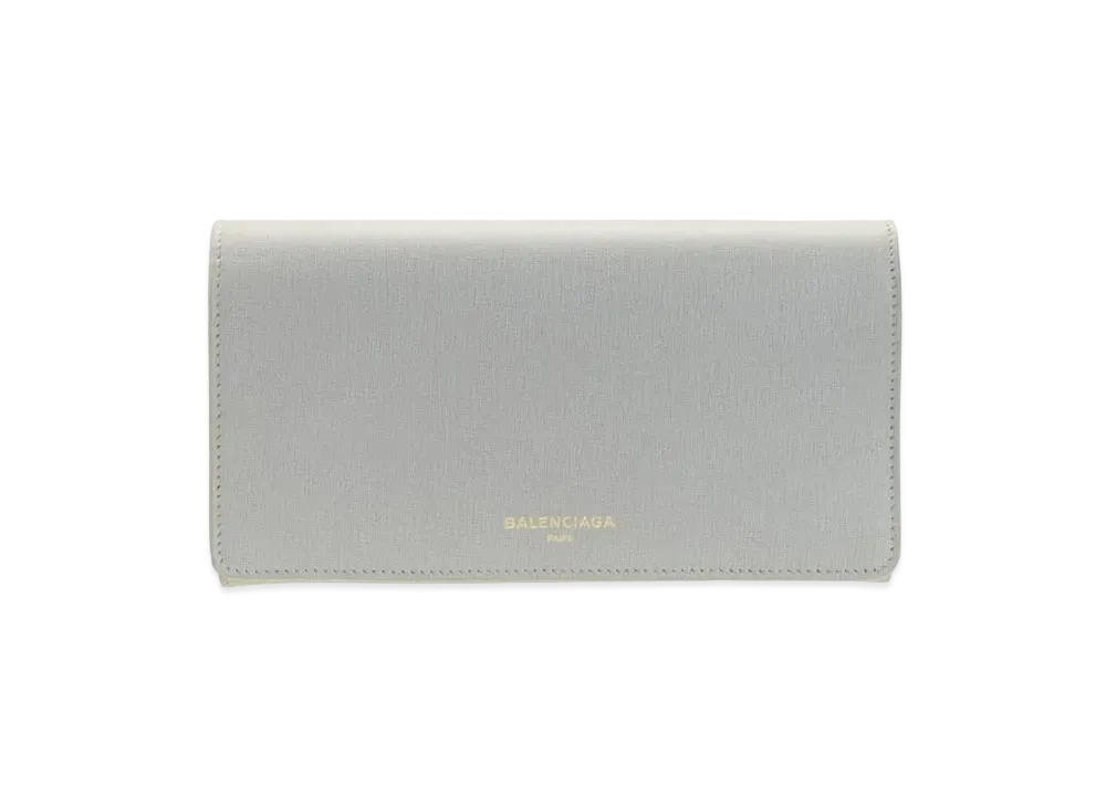 BALENCIAGA Essential Leather Flap Long Wallet "Gray"