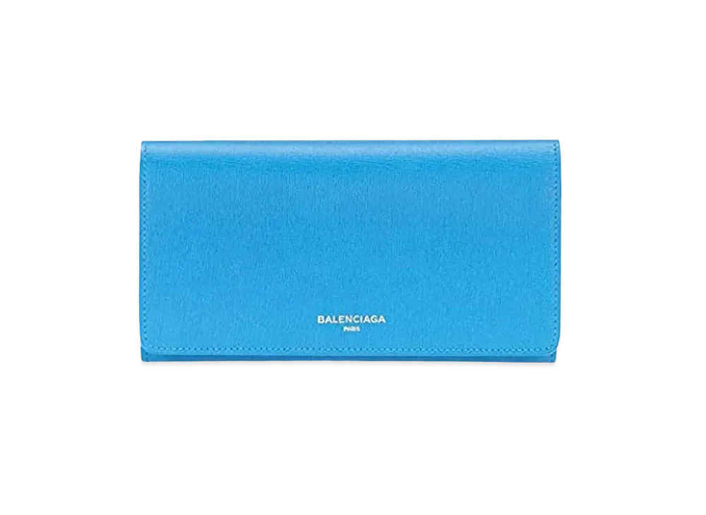BALENCIAGA Essential Leather Flap Long Wallet "Light Blue"