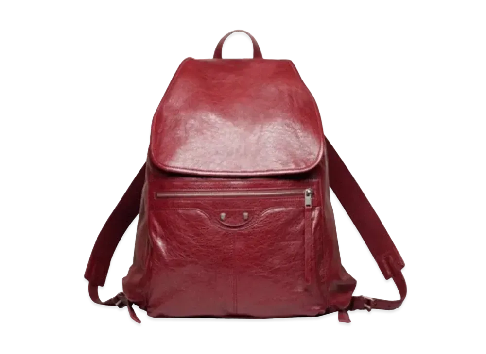 BALENCIAGA Traveler Leather Backpack "Red"