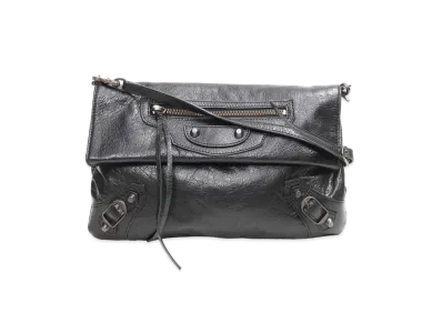 BALENCIAGA Envelope Strap Leather 2Way Shoulder Bag "Black"