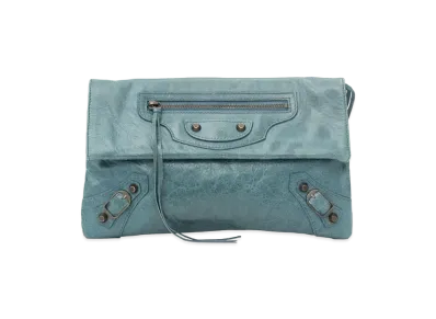 BALENCIAGA Envelope Strap Leather 2Way Shoulder Bag "Blue"