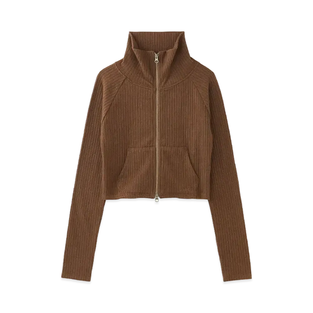 X-Girl Double Zip Up Compact Cardigan "Brown"