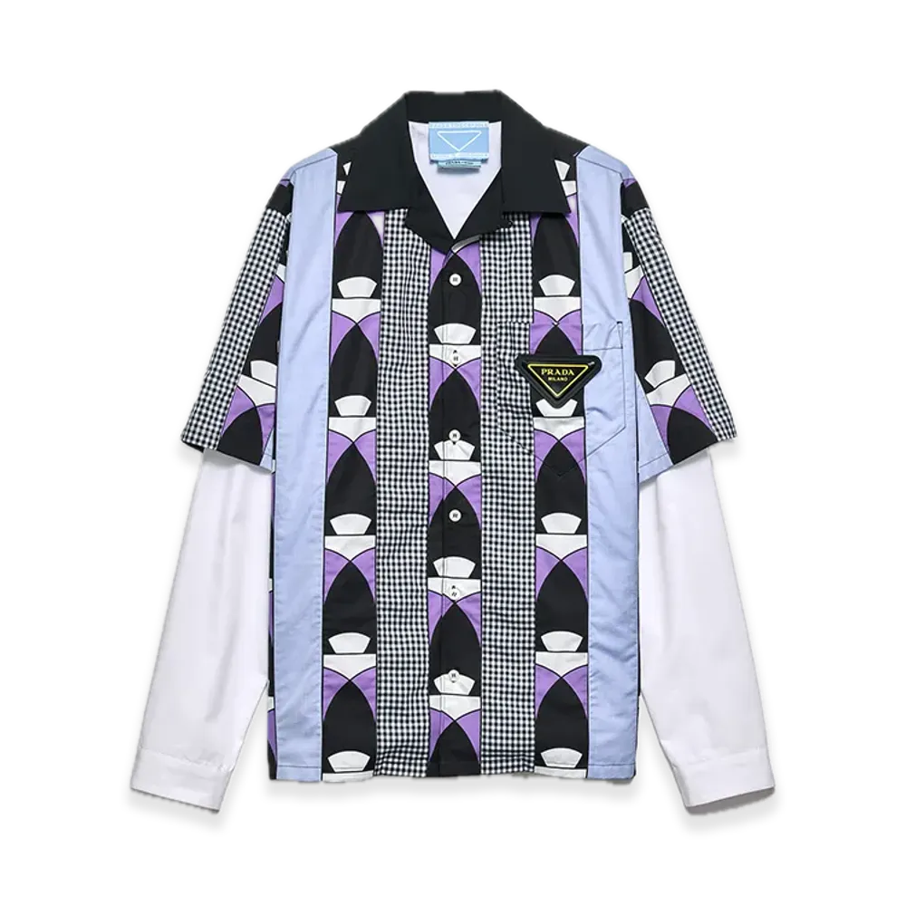 PRADA Timecapsule Printed Cotton Shirt "Blue/Purple"