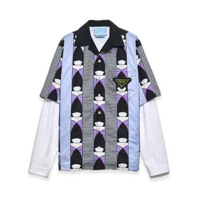 PRADA Timecapsule Printed Cotton Shirt "Blue/Purple"