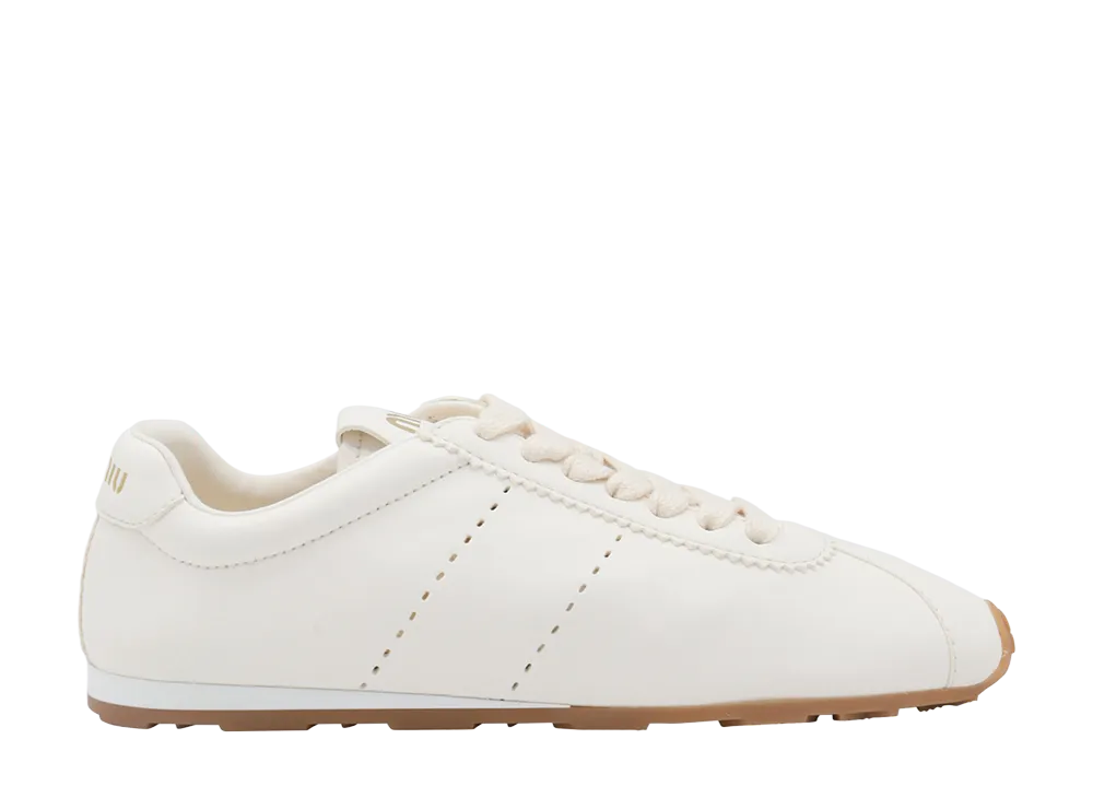 MIU MIU Women's Leather Plume Sneakers "White"
