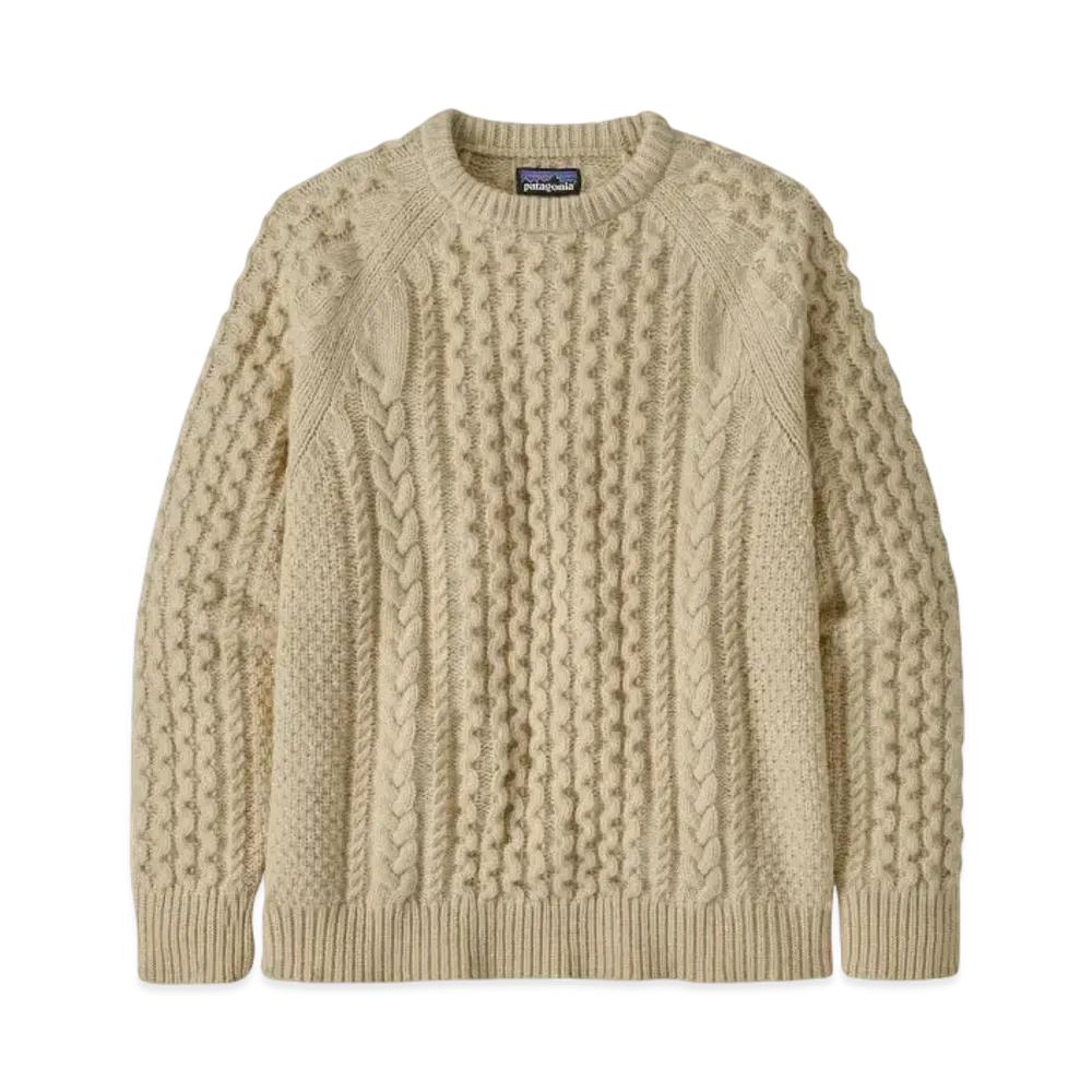 Patagonia Men's Recycled Wool Blend Cable Knit Crew Neck Sweater "Natural"
