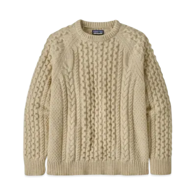 Patagonia Men's Recycled Wool Blend Cable Knit Crew Neck Sweater "Natural"